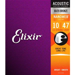 Comparateur de prix : Elixir nanoweb 11152 - 12 cordes - guitare acoustique l 10-47 / 10-27