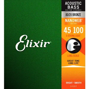Comparateur de prix : Elixir Nanoweb 14502 - Jeu de cordes guitare basse acoustique LS LIGHT 45-100