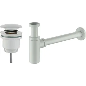 Ensemble de bonde et siphon modèle rond blanc opaque standard pour évier Damast KITSCA2 Blanc matVendu paramazon