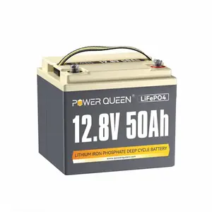 PowerQueen Batterie Lithium 12V 50Ah  LiFePO4 640Wh 4000+ Cycles pour Marine, Moteur hors-bord électrique Système solaireVendu parcdiscount