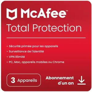 McAfee® Total Protection, antivirus et sécurité Internet, 3 appareils ... pas cher
