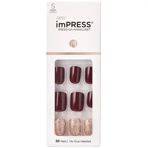 Comparateur de prix : KISS imPRESS   Manucure à presser, carré court, avec technologie PureFit, comprend un tampon de préparation, une mini lime, un bâton à cuticules et 30 faux ongles