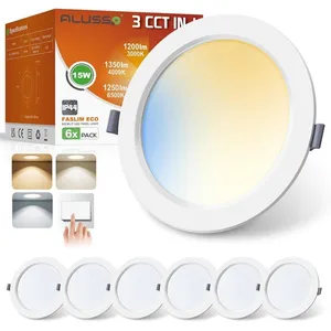 ALUSSO Panneaux lumineux LED encastrables 15 W 3 CCT réglables IP44 pour salle de bain cuisine et salon lot de 6Vendu parjoybuy
