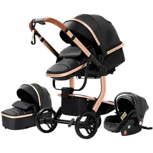 Poussette Combinée 3 en 1 - MARQUE - Modèle - Noir - 4 roues - Pliable...