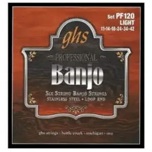 GHS PF120 - Jeu de 6 cordes Stainless Steel Banjo - Light 11-42