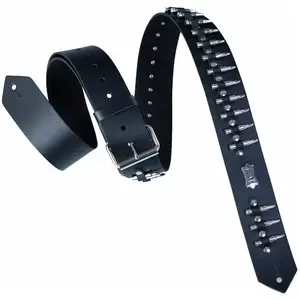 Comparateur de prix : Levy's Leathers Sangle de guitare en cuir sculpté avec balles Noir 5 cm