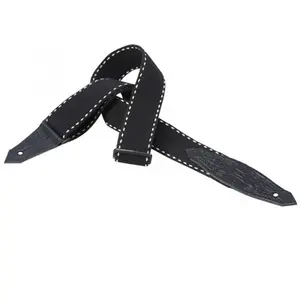 Comparateur de prix : Levy's MSSC80-BLK - Sangle coton épais bords surpiqués extrémités en cuir gravé - Black