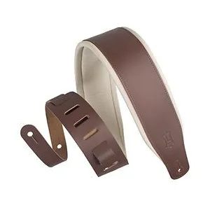 Levys Leathers M26PD-BRN sangle de guitare rembourrée en cuir - marron et crème