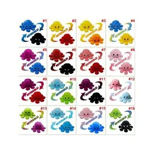 Peluche poulpe réversible double face 20cm 5pcs - multicolore pas cher