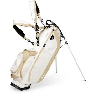 Comparateur de prix : Sunday Golf Ryder Sac de golf léger 2,2 kg avec fermetures éclair étanches, 7 poches spacieuses, porte-gants Velcro et capuche de pluie. Sac de golf idéal pour jusqu'à 14 clubs, amande grillée