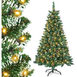 XMTECH 210cm Sapin de Noël Artificiel LED avec support Noir - Branches... pas cher