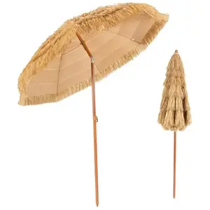 COSTWAY Parasol de Plage Inclinable Hawaii - Ø200xH 206 cm - Toit en P... pas cher