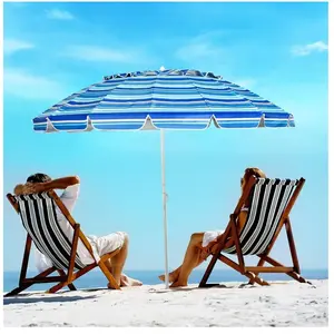 COSTWAY Parasol de Plage Inclinable 2,45 M Protection UPF 50+ Baleines... pas cher