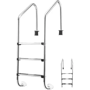 GOPLUS Échelle Piscine à 3 MarchesMarches de Piscine en Acier Inoxydableavec Protection Antidérapante53x23x147CMVendu parcdiscount