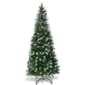 COSTWAY Arbre de Noël Artificiel 180CM Aiguilles en PVC avec Neige,630 Branches Support Métallique pour Maison, Bureau,Magasins Vert pas cher