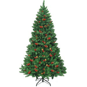 Sapin de Noël Lumineux 200cm COSTWAY-450 Lumières LED,11 Modes-Pommes ... pas cher