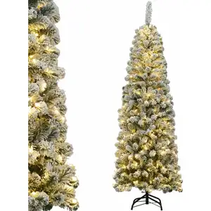 Sapin de Noël LED Artificiel 180CM COSTWAY-250 Lumières Blanc Chaud-Ai... pas cher