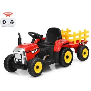 Comparateur de prix : COSTWAY Tracteur avec Remorque Electrique pour Enfants 12 V avec Télécommande 2