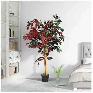Comparateur de prix : COSTWAY Plante Artificielle Figuier Feuilles Luxuriant- H 120CM - Déco...