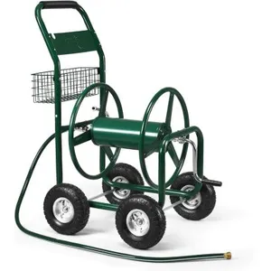 GOPLUS Chariot Dévidoir pour Tuyau d Arrosage pour Jardin, avec Panier...Vendu parcdiscount