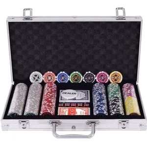 Costway Mallette Coffret De Poker Professionnelle 300 Jetons 2 Jeux De Cartes, 5 Dés,1 Boutons, Tapis En Feutre Etui En AluminiumVendu parcdiscount