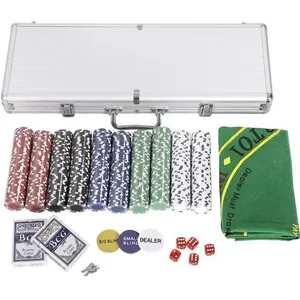 COSTWAY Malette Poker Jetons Poker Ensemble de 500 Jetons 2 Jeux de Ca...
