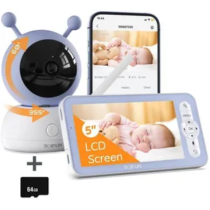 1080p 5'' Babyphone caméra bébé avec téléphone app 360 ° PTZ suivi aut...Vendu parcdiscount