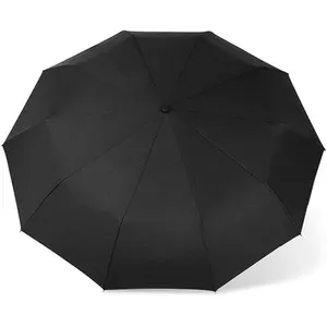 Non communiqué Parapluie Automatique Parapluie de Voyage à 10 Baleines Renforcées, Coupe-vent, Imperméable Noir pas cher