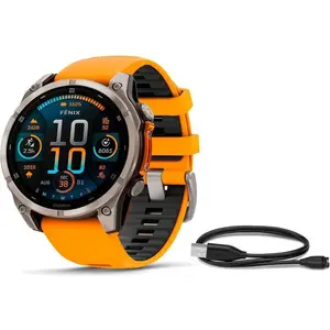 Comparateur de prix : Garmin Fenix 8 AMOLED Sapphire Titane 47mm Cardio-Gps Orange TU