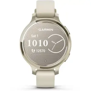 Comparateur de prix : Montre connecté Femme Garmin Lily 2 Active, Lunar Gold, Silicone blanc