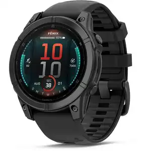Comparateur de prix : Garmin Fenix E - 47mm - Acier Gray avec bracelet silicone noir Noir