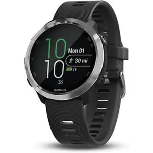 Garmin Forerunner 645 Music argent et bracelet en silicone noir pas cher