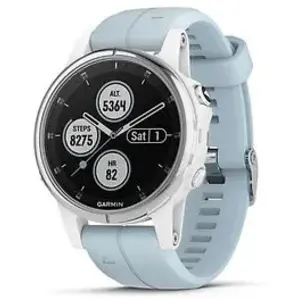 Garmin Fenix 5S Plus Blanc - 42 mm - Bracelet Bleu écume pas cher