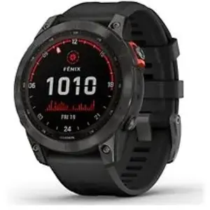 Comparateur de prix : Montre connectée Garmin Fenix 7 Solar Gray avec bracelet silicone Noir