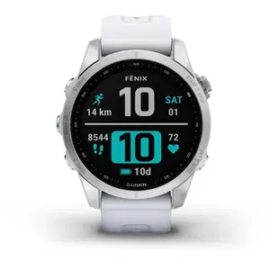 Montre GPS connectée - GARMIN - F nix 7S - Argent avec bracelet blanc pas cher