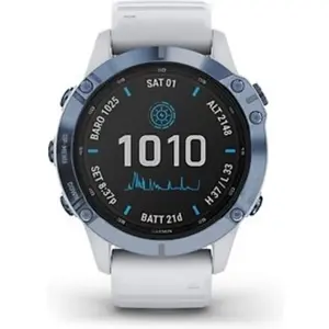 Garmin Fenix 6 47 mm blau et bracelet en silicone blanc [Pro Solar Edi... pas cher