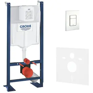 GROHE Pack WC Bâti autoportant Rapid SL avec Plaque Skate Cosmopolitan blanche et Set d'isolation phonique (39145000-4)Vendu parcdiscount