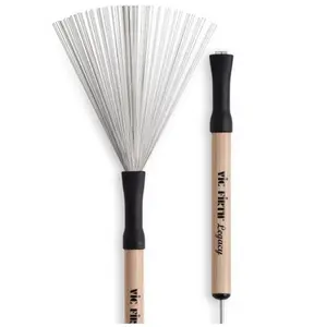 Vic Firth Legacy Balai, Poils Métalliques Escamotables, Manche en Bois