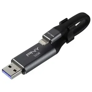 PNY Clé USB OTG Duo-Link 3.0 32 Go Grise et noire pour iPhone et iPad pas cher