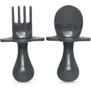 Set De 2 Couverts D'apprentissage Ergonomiques Gris - Grabease