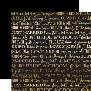 Echo Park Paper co.Carta Bella Love Story Foil - Papier Black Love Story Gold Foil