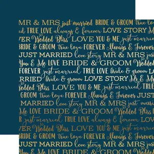 Echo Park Paper co.Carta Bella Love Story Foil - Papier Navy Love Story Gold Foil