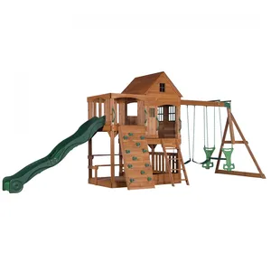 Comparateur de prix : Backyard Discovery Aire de jeu en bois avec toboggan et balançoire - Hill Crest