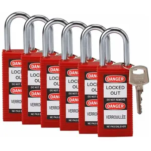 Brady, Cadenas, Serrure de sécurité standard avec anse en acier, rouge, hauteur de l'anse 38mm, corps long, anse de pas cher