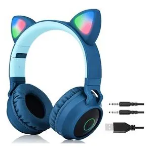 Chronus chrono Bluetooth Casque Chat Oreille - Bleu pas cher