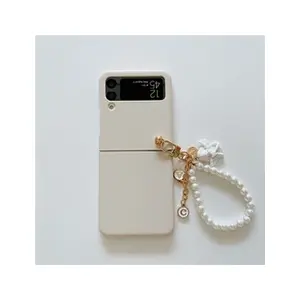 Coque pour Samsung Galaxy Z Flip 3 FONGWAN avec Chaîne de perles - bla...