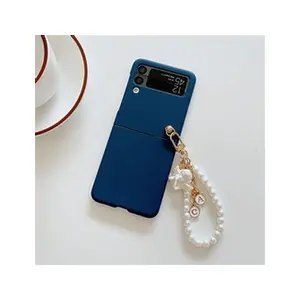 Coque pour Samsung Galaxy Z Flip 3 FONGWAN avec Chaîne de perles - ble...