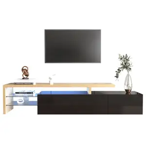 MERAX Meuble tv noir 197,5 cm led mdf meuble tv noir pas cher
