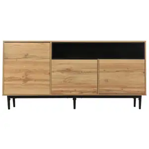 MERAX Buffet 3 porte(s) 0 tiroir(s) - 160 cm naturel mdf buffet bois clair pas cher