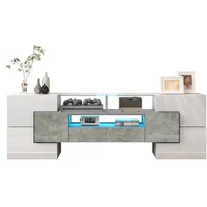 MERAX Meuble tv,banc tv bas à poser 145cm en panneaux de particules av... pas cher